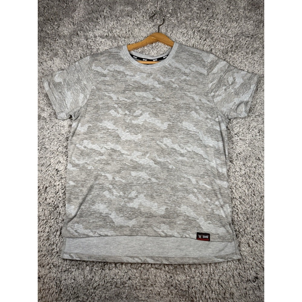 Tapout WWE MMA Wrestling Short Sleeve Performance Gym Gray Camo Men's Size Large